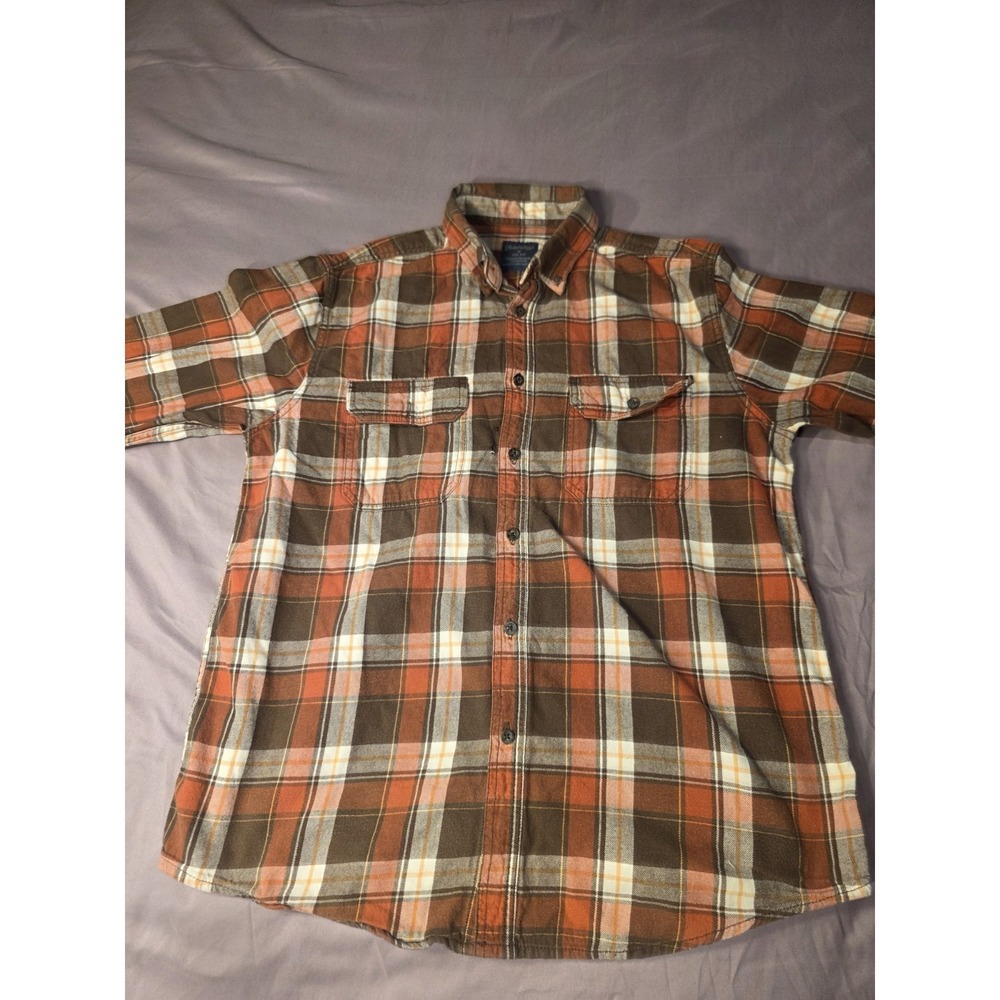 Faded Glory Flannel Mens Med 38-40 Blue Plaid 100% Cotton Casual Outdoors Atire